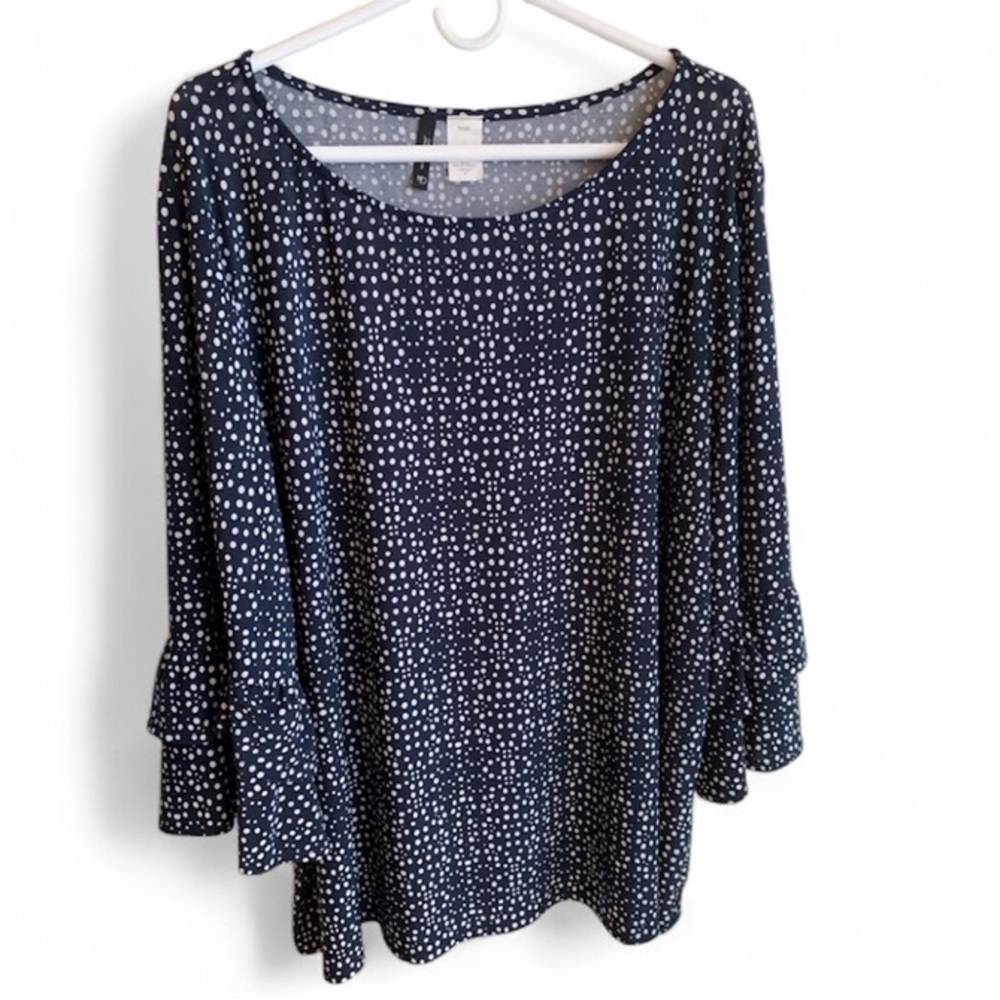 NEW DIRECTIONS PLUS SIZE 3X WOMEN’S  NAVY & WHITE POLKA DOT TOP